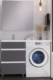 Stella Polare Тумба с раковиной Корделия 120 L под стиральную машину белая/серая матовая – фотография-5